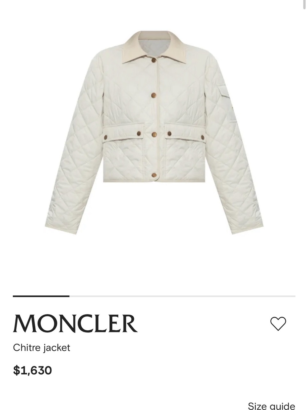 Moncler Quilted Chitre Jacket in Cream size 3 (ML)